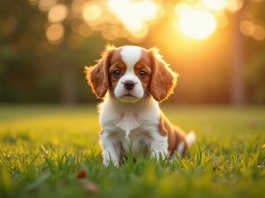 Apprendre à connaître le cavalier King Charles nain : un compagnon idéal Chiot cavalier king charles dans un parc en fin d'après midi