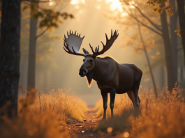 Les curiosités sur l’élan, un animal en E particulièrement fascinant Cerf sauvage adulte dans la forêt ensoleillée