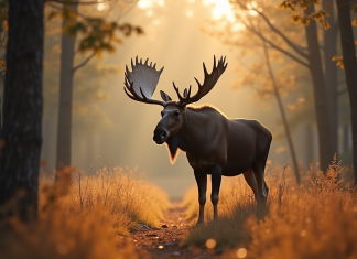 Les curiosités sur l’élan, un animal en E particulièrement fascinant Cerf sauvage adulte dans la forêt ensoleillée