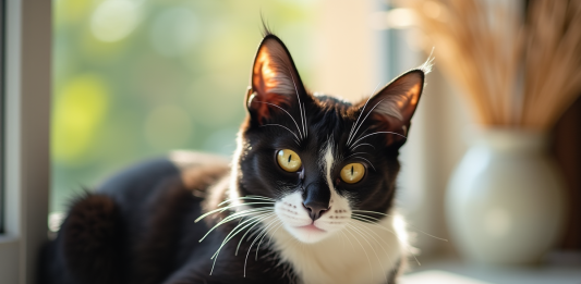 Pourquoi les chats noirs et blancs sont-ils si spéciaux ? Chat noir et blanc allongé sur une fenêtre ensoleillée
