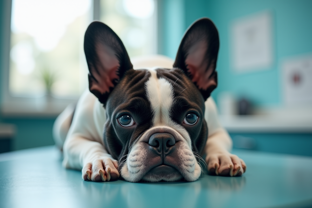 Bouledogue francais lors d une consultation veterinaire