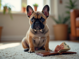 Acheter un bouledogue français : combien ça coûte vraiment ? Chiot bouledogue francais jouant avec un portefeuille