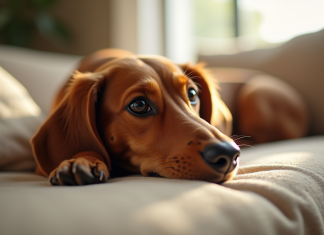 Tout savoir sur le caractère du teckel : doux ou têtu ? Dachshund allongé sur un canapé beige lumineux