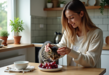 Aliments toxiques pour les chats : liste des interdits à connaître! Femme évitant un chat curieux près d'un plat de chocolat