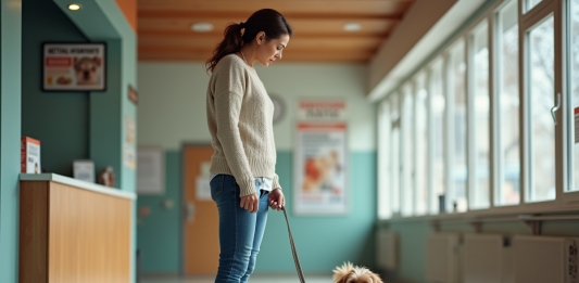 Déposer un animal trouvé à la SPA : est-ce onéreux ? Femme avec chien dans refuge animalier moderne