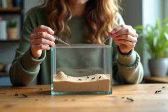 Jeune femme assemble un kit d'anti-farm en intérieur