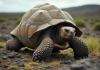 Tortue géante des Galápagos dans son habitat naturel